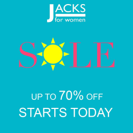 NOW 'up to 70% OFF' SUMMER SALE at Jacks For Women!