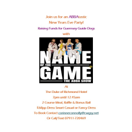 Let's Have an ABBAtastic New Years Eve raising funds for Guernsey Guide Dogs