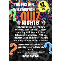 Pub Quiz Night at The Fox Inn, Wilbarston