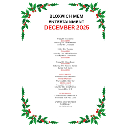 December Entertainment at Bloxwich Memorial Club 🎄🕺💃