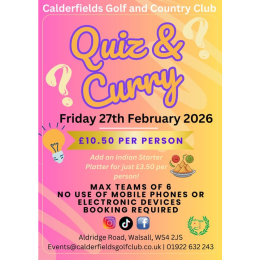 Quiz & Curry Night at Calderfields Golf & Country Club