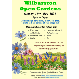 Wilbarston Open Gardens : 1pm - 5pm Sunday 17th May 2026