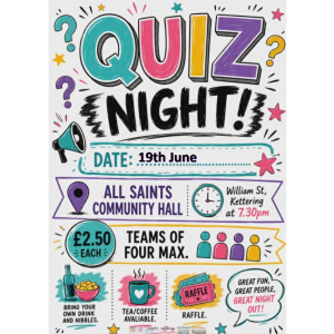 Fun Quiz Night at All Saints Community Hall.