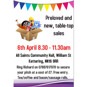 Table Top Sale at All Saints Community Hall.