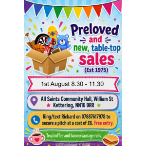 Table Top Sale at All Saints Community Hall.