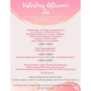 Valentine's Afternoon Tea - Bradshaw's Farm Shop & Cafe