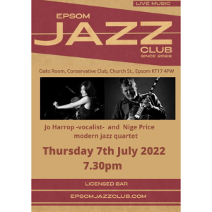 Jo Harrop in Concert at #Epsom Jazz Club @EpsomJazzClub @joharropmusic 7th July