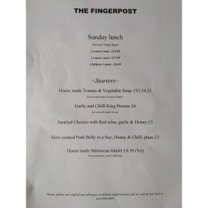 Sunday Lunch at The Fingerpost Pub Pelsall