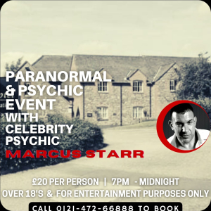 Paranormal & Psychic Event with Celebrity Psychic Marcus Starr at Fieldhead Hotel, Markfield