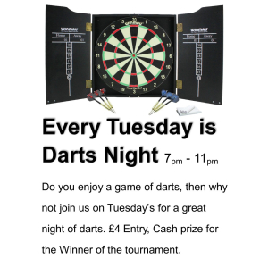 Darts night every Tuesday at The Whimsey Inn