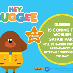 Come and meet Hey Duggee at Woburn Safari Park on 30th March!