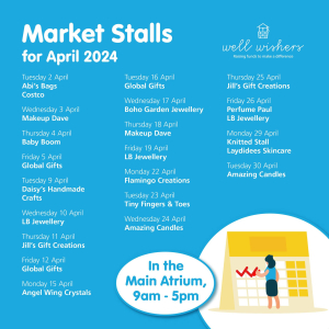 Market Stalls in Hospital Atrium April 2024