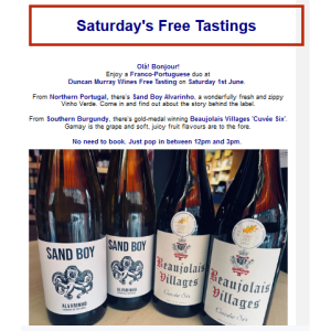 Saturday FREE Tasting at Duncan Murray Wines