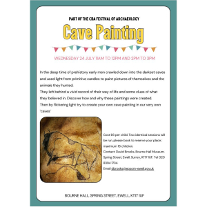 Festival of Archaeology at Bourne Hall #Ewell #Epsom Museum Kids Club Cave Painting @BourneHallEwell 