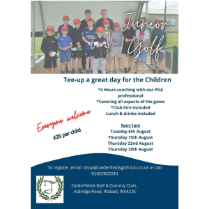 Junior Golf Sessions at Calderfields Golf and Country Club