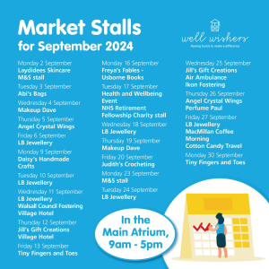 Market Stalls in Hospital Atrium September 2024