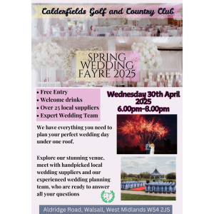 Spring Wedding Fayre at Calderfields Golf & Country Club 