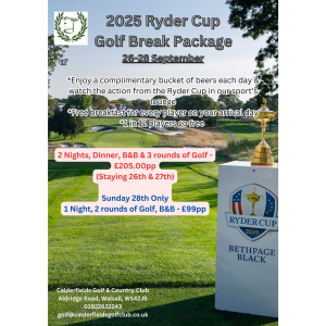 2025 Ryder Cup Golf Break Package at Calderfields Golf & Country Club