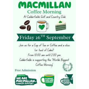 Macmillan Coffee Morning at Calderfields Golf and Country Club Walsall