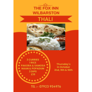 Thali Thursdays at The Fox Inn, Wilbarston