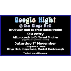Mrs Fizz's Charity Boogie Night at Kings Hall, Market Harborough