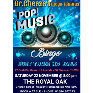 Live Pop Music Bingo at The Royal Oak, Naseby