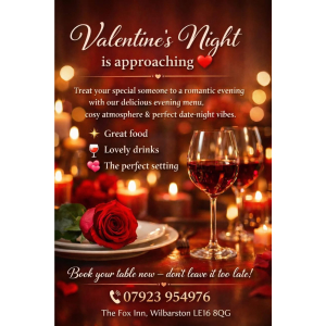 Valentine's Meal at The Fox Inn, Wilbarston