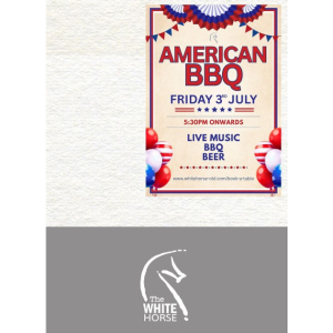 Fire up your appetite for American BBQ Night at The White Horse, happening on 3rd July.