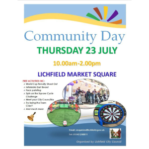 Community Day in Lichfield Market Square – Free Family Fun | Thursday 23rd July
