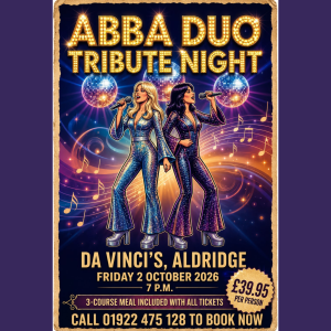 🎤✨ ABBA Duo Tribute Night at Da Vinci's Aldridge! ✨💃