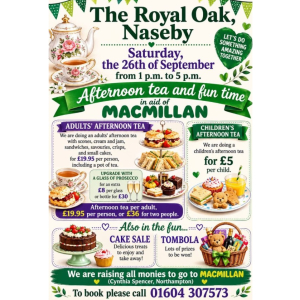 Macmillan coffee morning at The Royal Oak Pub Naseby