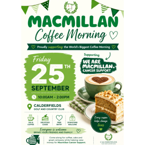 Macmillan Coffee Morning at Calderfields Golf & Country Club! ☕🎂