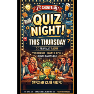 The Royal Oak Pub Naseby  It’s quiz time! 