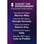 🎤 August Live Entertainment at Grosvenor Casino Walsall