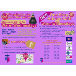 Warm Wednesdays at #Epsom Methodist Church (inc after school club) and Advice Cafe all FREE