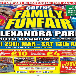 South Harrow Fun Fair | Alexandra Park. Alexandra Ava. Ha2 8pz | 29th March to 13th April
