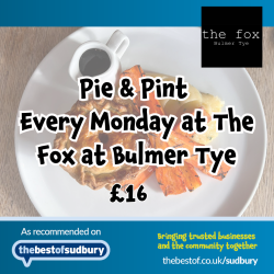 Pie &  Pint Every Monday at the Bulmer Fox