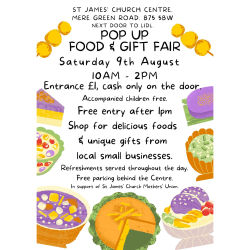 Pop Up Food & Gift Fair at St James Church Centre in Sutton Coldfield