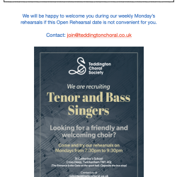 Teddington Choral Society Open Rehearsal