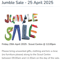 1st Claygate Scouts Jumble Sale  - 25th April 2025