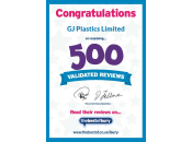 GJ Plastics 500 Validated Reviews Certificate