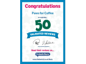 50 validated reviews Certificate Paws for Coffee