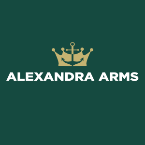 Logo of Alexandra Arms Eastbourne with crown and anchor icon on green background