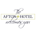 Logo of The Afton Hotel Eastbourne with elegant script and boxed serif text saying "welcomes you"