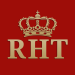 Logo of The Royal Hippodrome Theatre Eastbourne with gold crown and initials RHT on red background