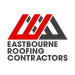 Logo of Eastbourne Roofing Contractors with red and grey roof graphic