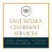 Logo of East Sussex Celebrant Services with icon of three people and the tagline “Everyone has a story & yours is my favourite”