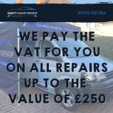 VAT paid for you on all repairs up to the value of £250 at Swift Smart Repair
