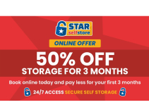 50% discount off standard charges. With STAR self Store.