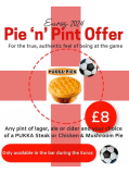 With the Euros kicking off it’s time for our Pie N Pint promotion to also kick off!